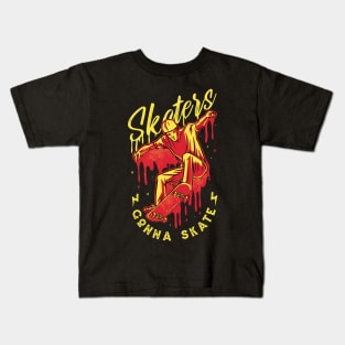 Skaters Gonna Skate // Retro Skateboarding Vintage Skater Kids T-Shirt